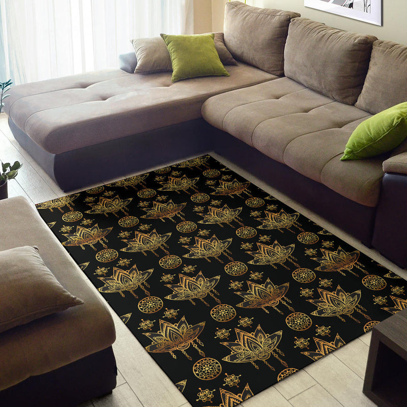 Lotus Boho Pattern Print Design LO03 Area Rugs