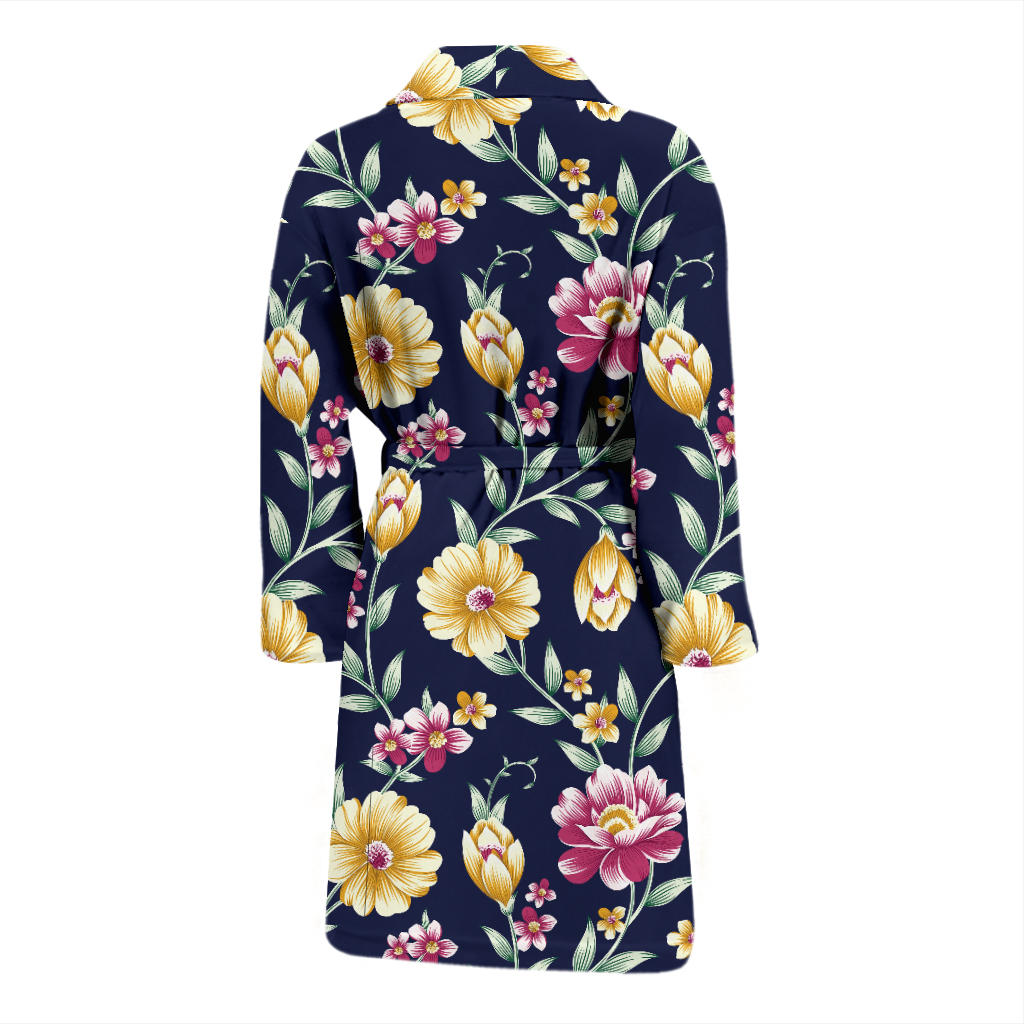 Gerberas Pattern Print Design GB03 Men Bathrobe