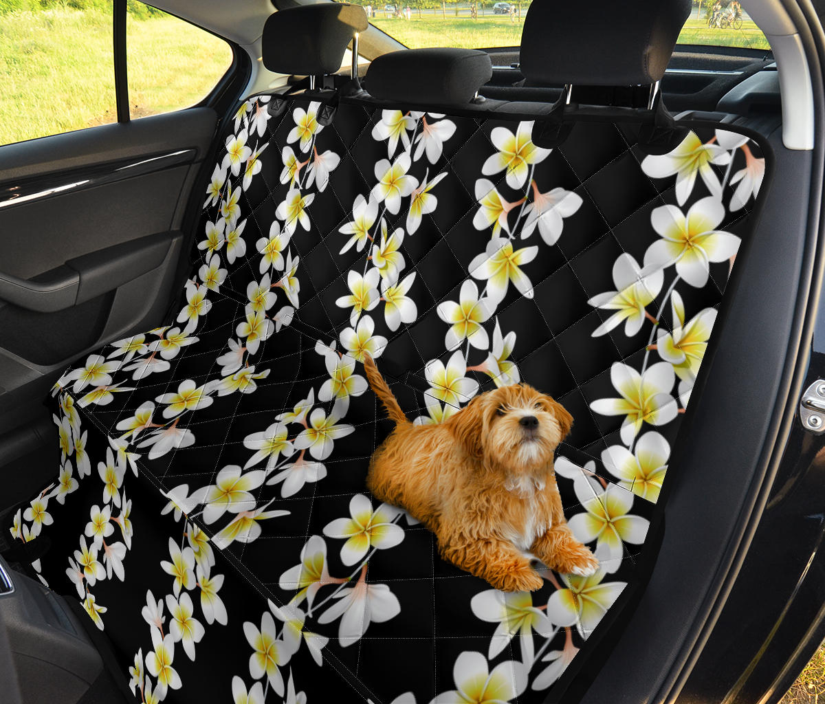 White Plumeria Pattern Print Design PM08 Rear Dog  Seat Cover