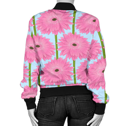 Gerberas Pattern Print Design GB01 Women Bomber Jacket