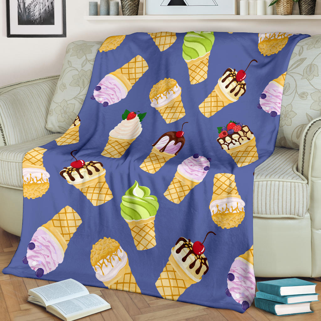 Ice Cream Pattern Print Design IC03 Fleece Blanket