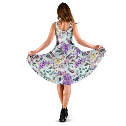 Lilac Pattern Print Design LI06 Midi Dress