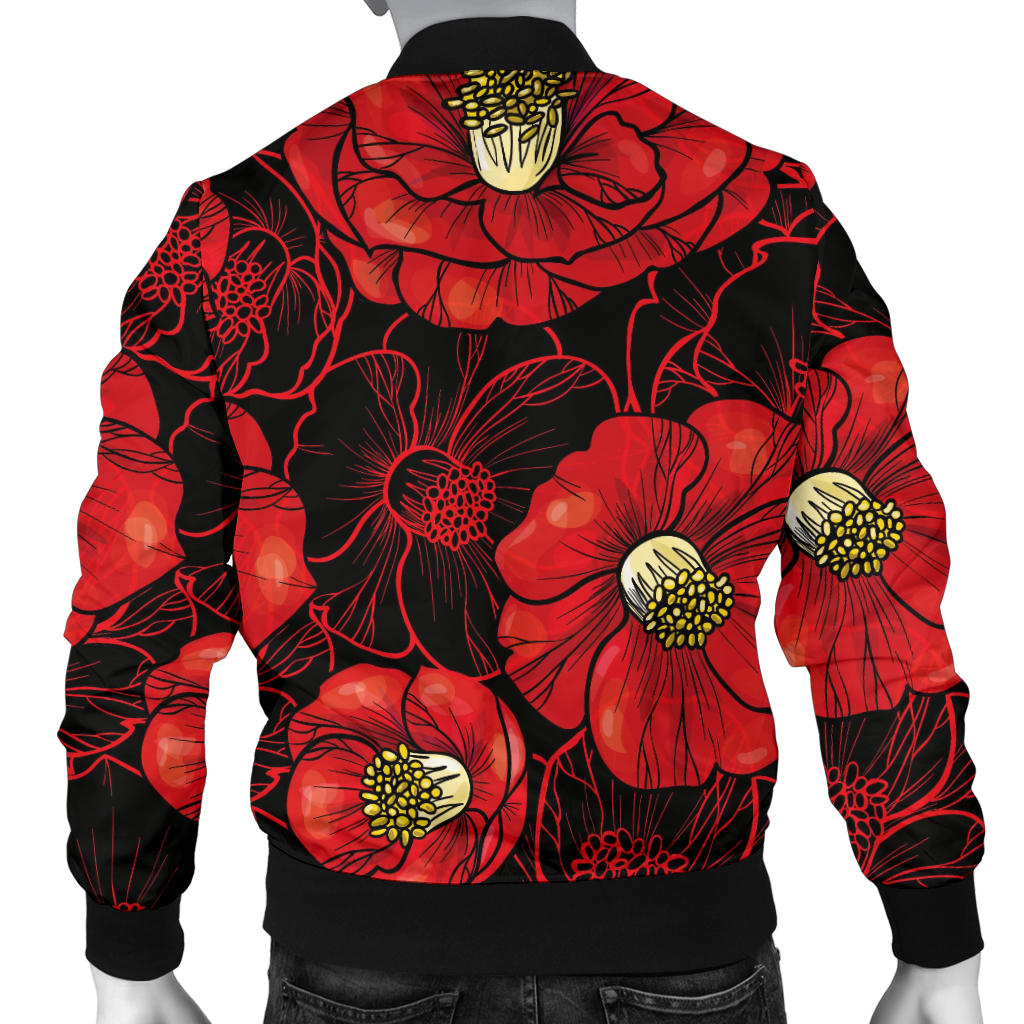 Camellia Pattern Print Design CM06 Men Bomber Jacket
