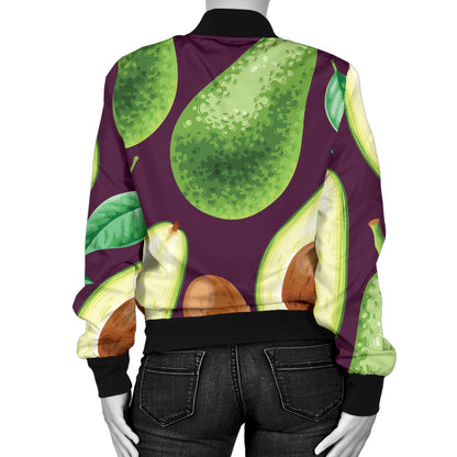 Avocado Pattern Print Design AC08 Women Bomber Jacket