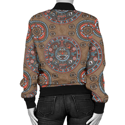 Calendar Aztec Pattern Print Design 03 Women's Bomber Jacket