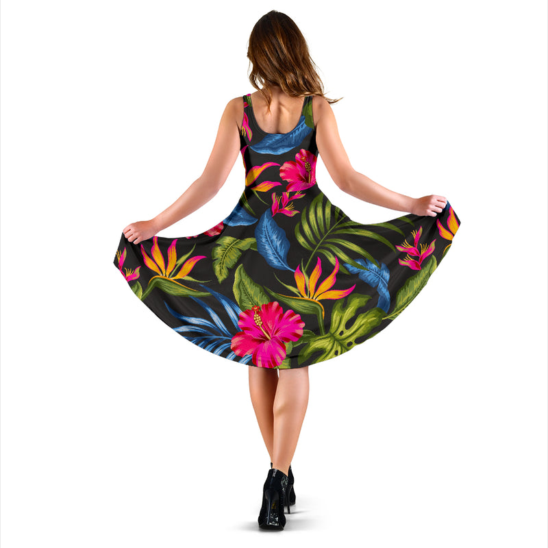 Bird Of Paradise Pattern Print Design BOP014 Midi Dress