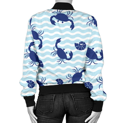 Crab Pattern Print Design 04 Women's Bomber Jacket