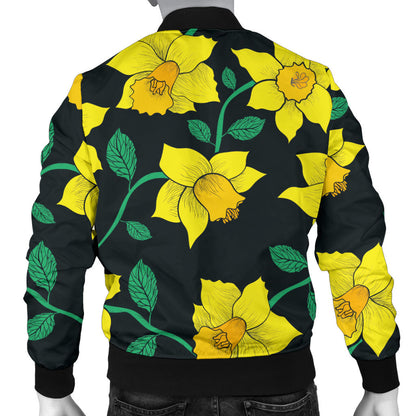 Daffodils Pattern Print Design DF03 Men Bomber Jacket