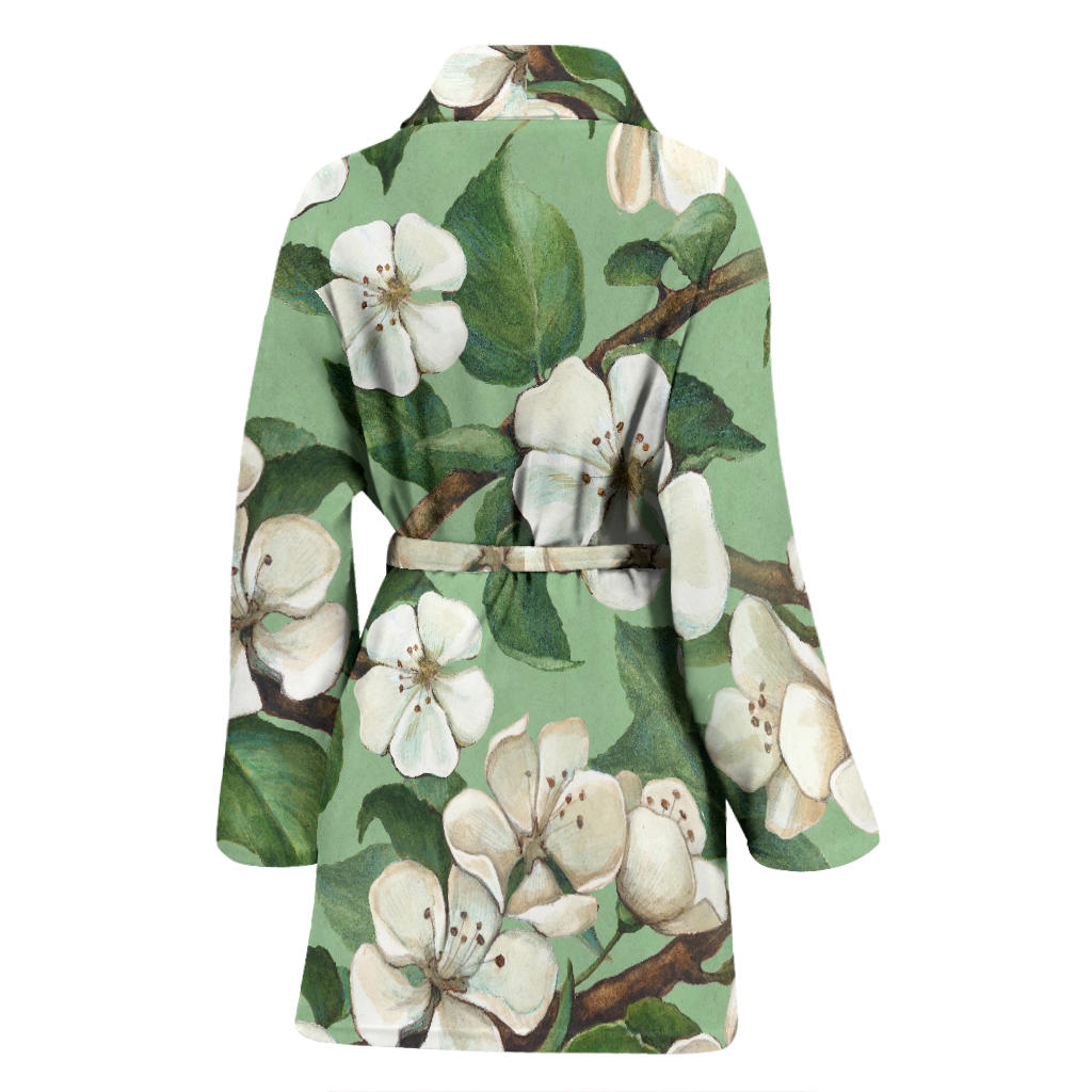 Apple blossom Pattern Print Design AB02 Women Bathrobe