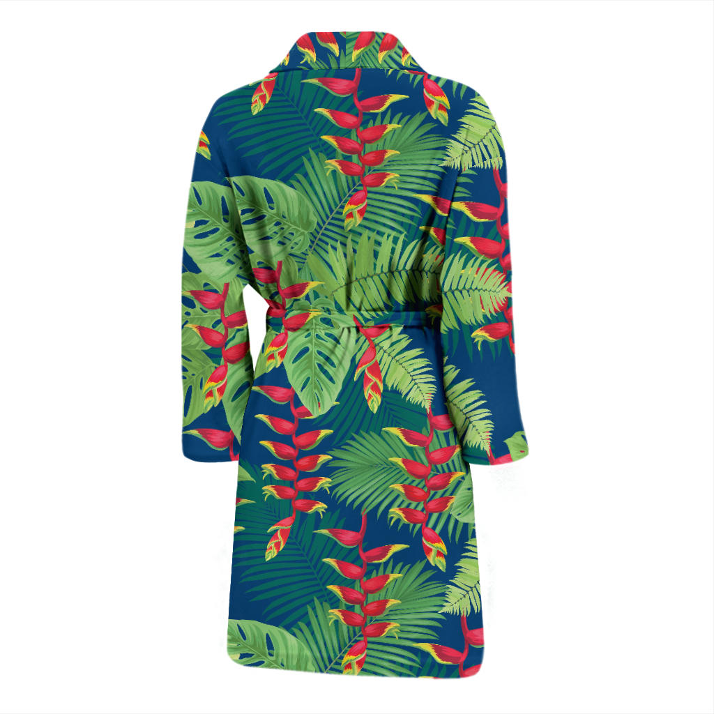 Heliconia Pattern Print Design HL08 Men Bathrobe