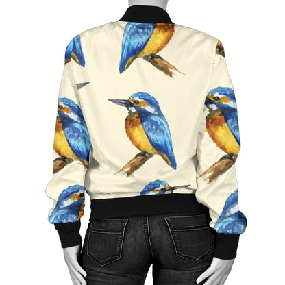 Kingfisher Pattern Print Design 01 Women's Bomber Jacket