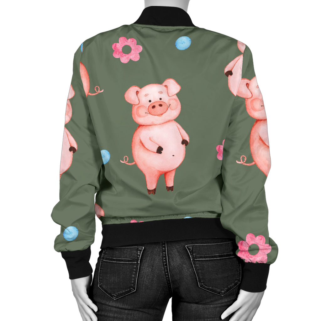 Pig Pattern Print Design 03 Women's Bomber Jacket