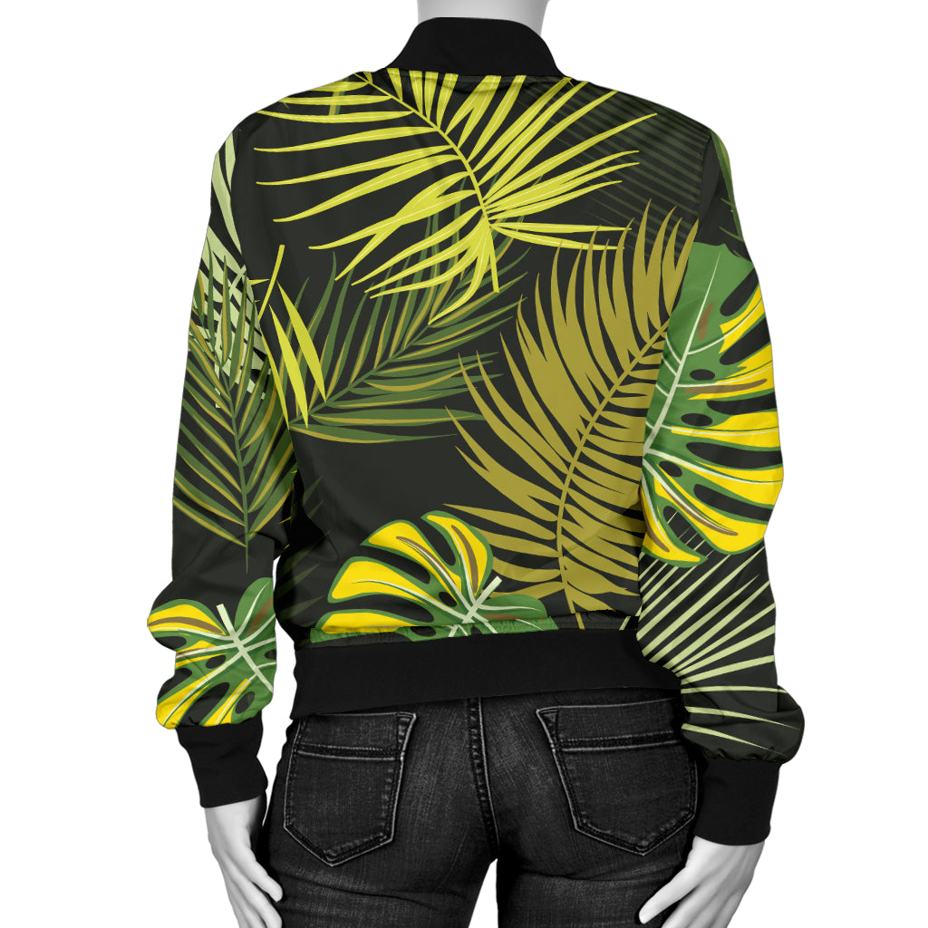 Palm Leaf Pattern Print Design A05 Women's Bomber Jacket
