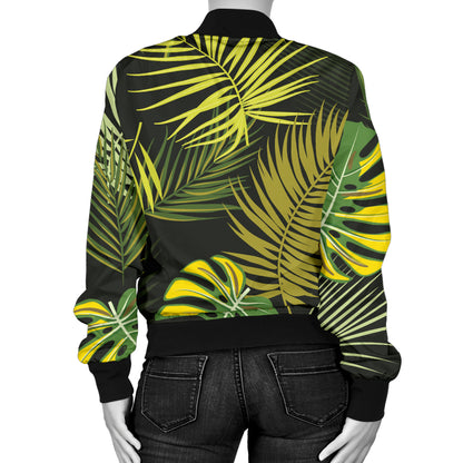 Palm Leaf Pattern Print Design A05 Women's Bomber Jacket