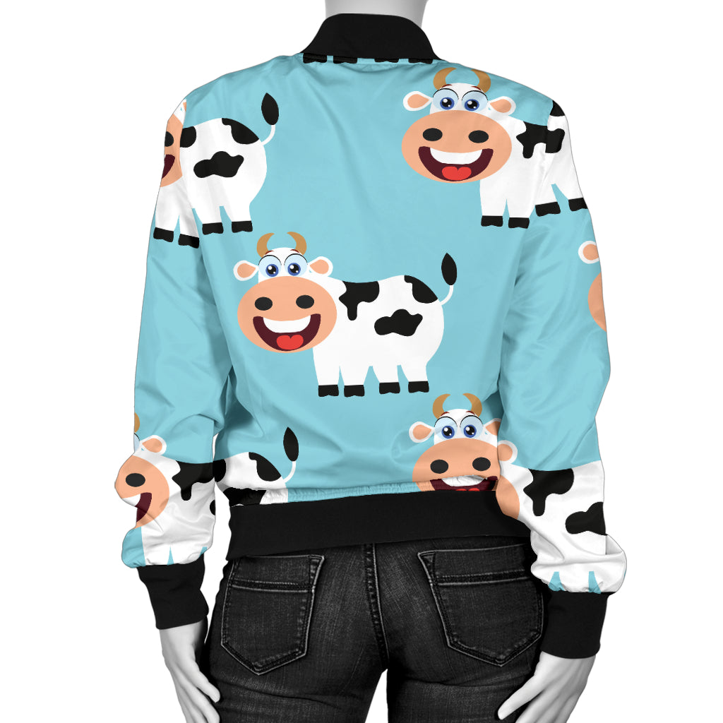 Cattle Cute Pattern Print Design 01 Women's Bomber Jacket