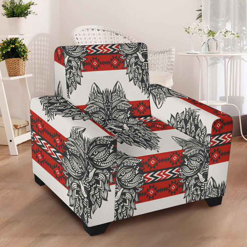 Native Indian Wolf Armchair Slipcover