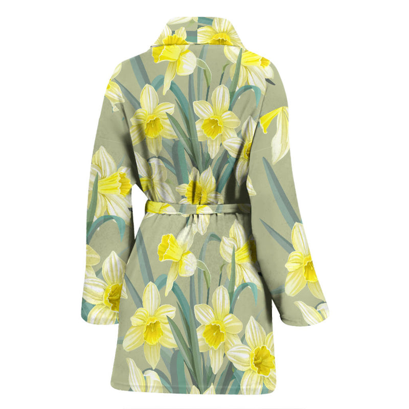 Daffodils Pattern Print Design DF01 Women Bathrobe