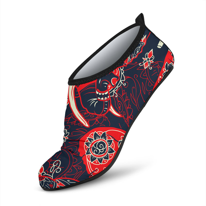 Red Indian Elephant Pattern Aqua Water Shoes