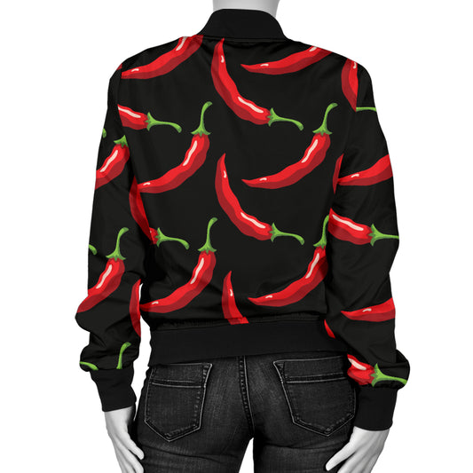 Chilli Pepper Pattern Print Design 01 Women's Bomber Jacket