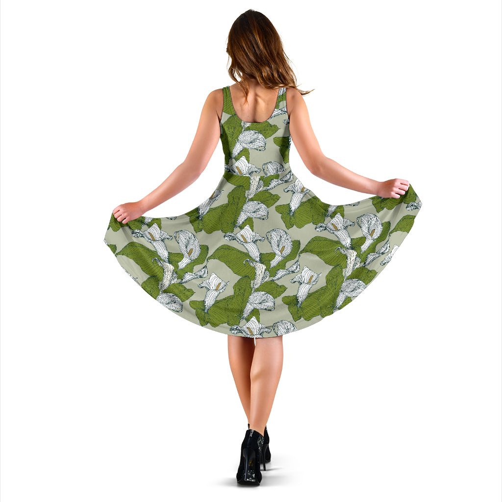 Lily Pattern Print Design LY08 Midi Dress