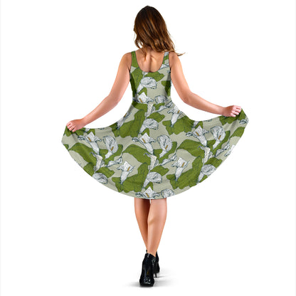 Lily Pattern Print Design LY08 Midi Dress