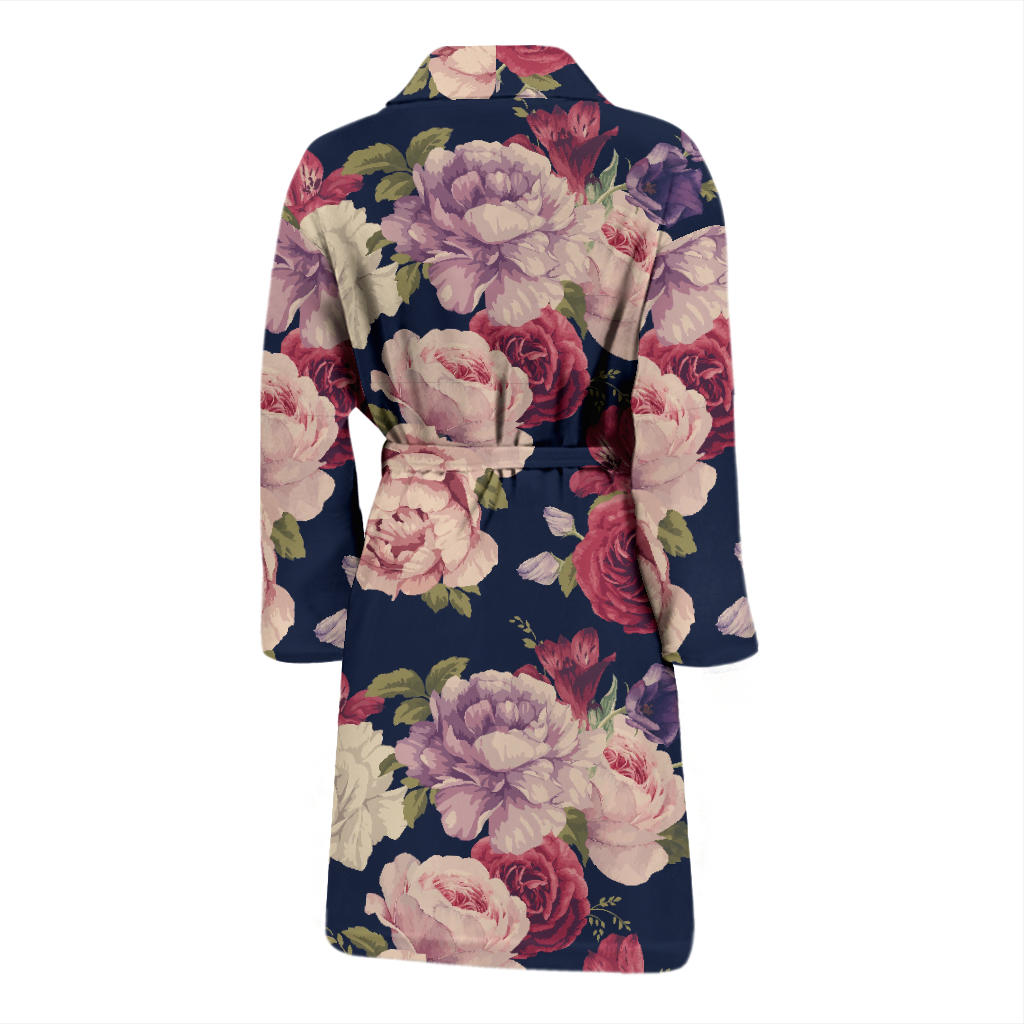 Peony Pattern Print Design PE03 Men Bathrobe