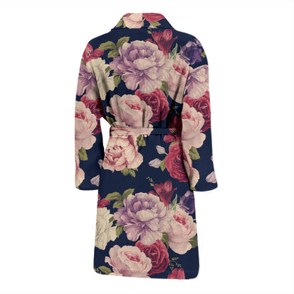 Peony Pattern Print Design PE03 Men Bathrobe