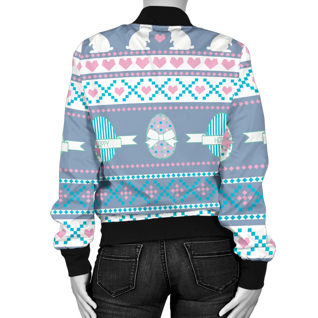Easter Eggs Pattern Print Design RB013 Women Bomber Jacket