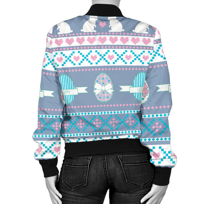 Easter Eggs Pattern Print Design RB013 Women Bomber Jacket