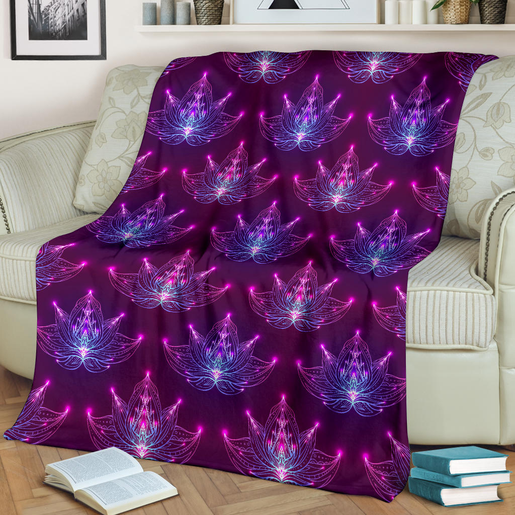 lotus Pattern Print Design LO01 Fleece Blanket