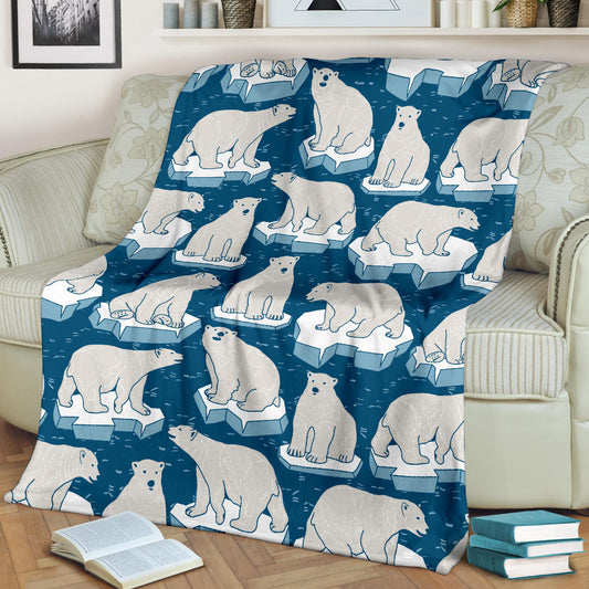 Polar Bear Pattern Print Design PB03 Fleece Blanket
