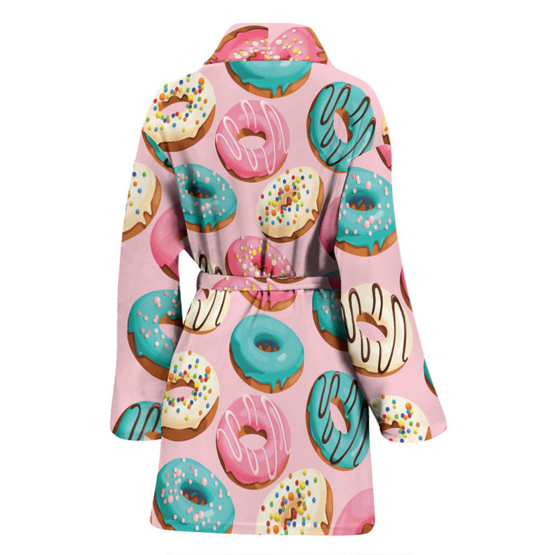 Donut Pattern Print Design DN06 Women Bathrobe