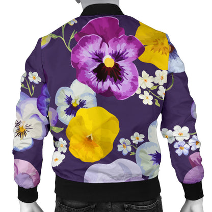 Pansy Pattern Print Design PS02 Men Bomber Jacket