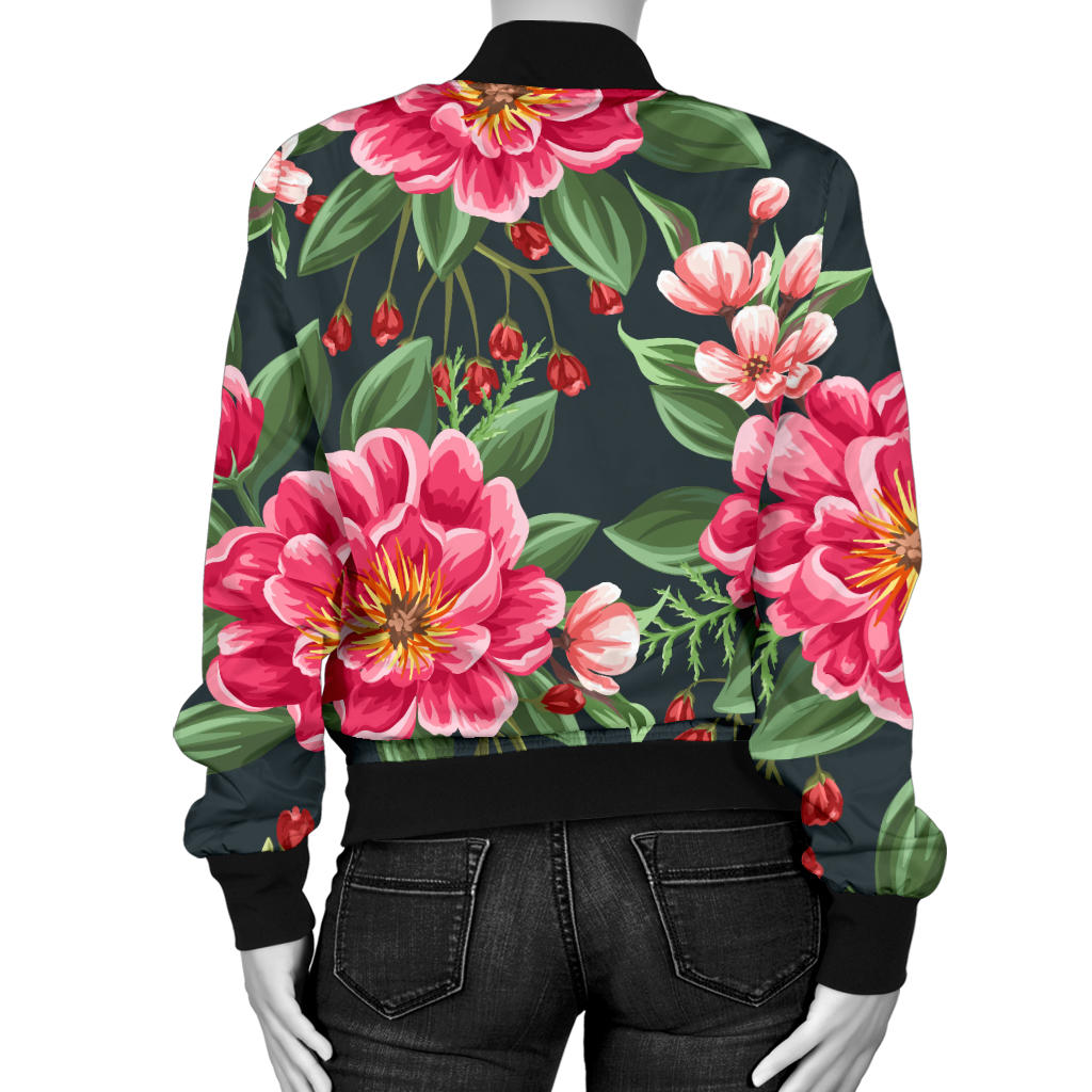 Summer Floral Pattern Print Design SF06 Women Bomber Jacket