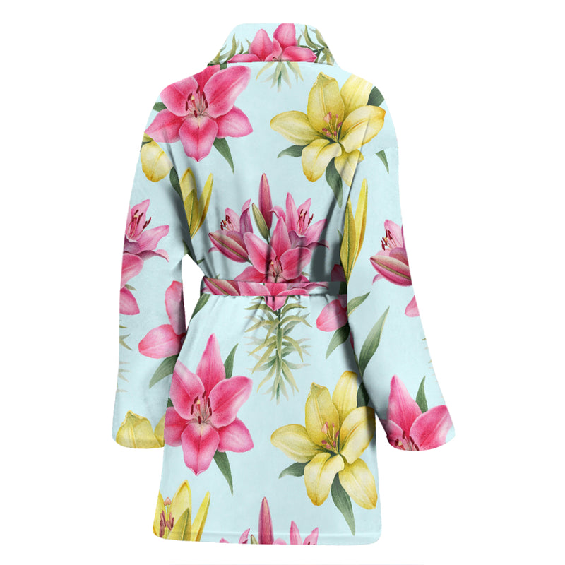 Lily Pattern Print Design LY010 Women Bathrobe