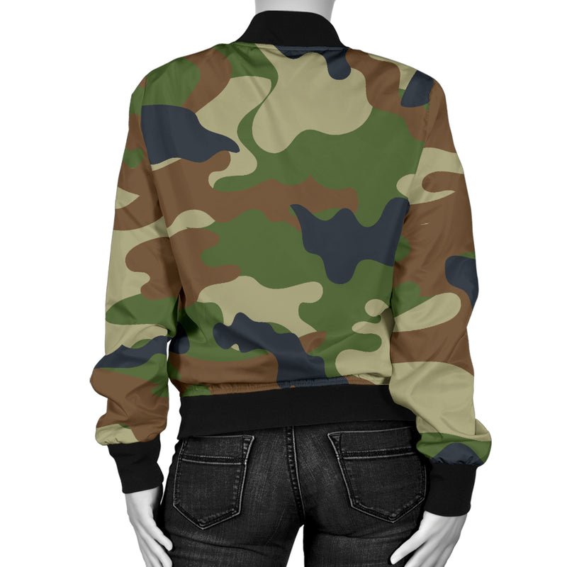 Army Camouflage Pattern Print Design 01 Women's Bomber Jacket