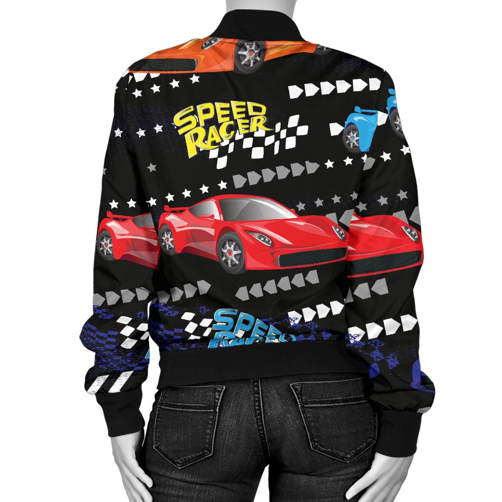 Racing Pattern Print Design A05 Women's Bomber Jacket