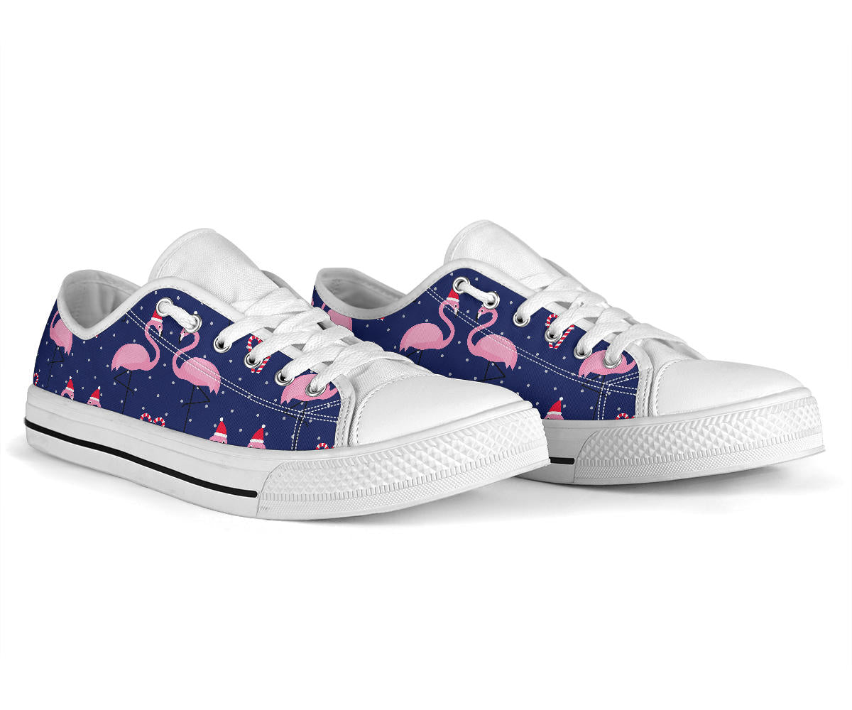 Flamingo Christmas White Bottom Low Top Shoes