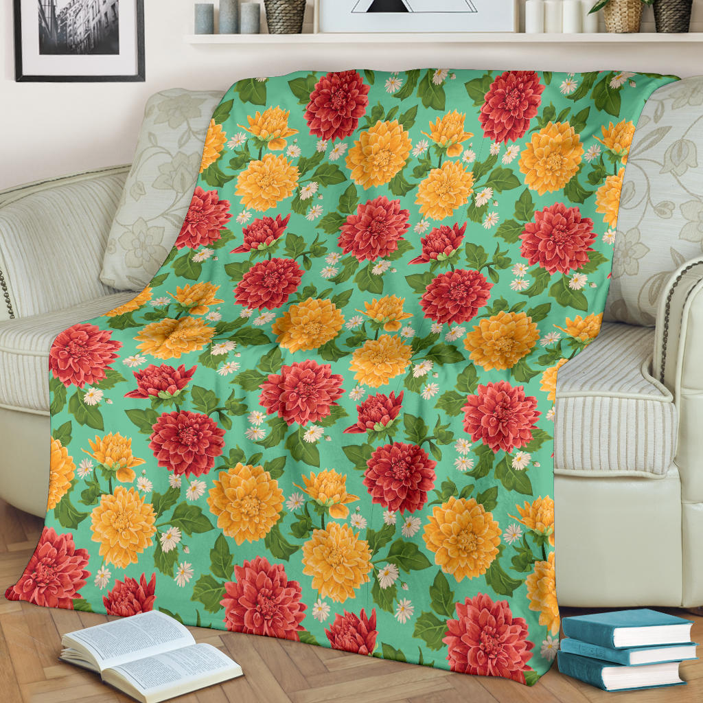 Dahlia Pattern Print Design DH011 Fleece Blanket