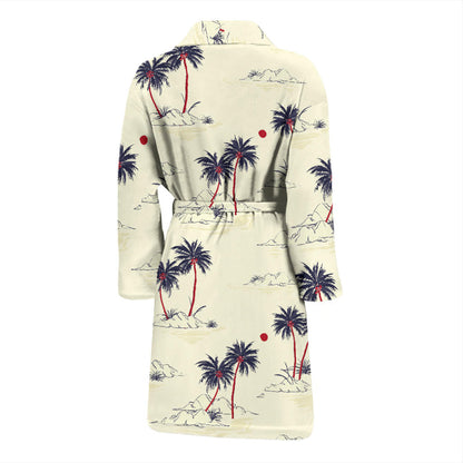 Palm Tree Pattern Print Design PT08 Men Bathrobe