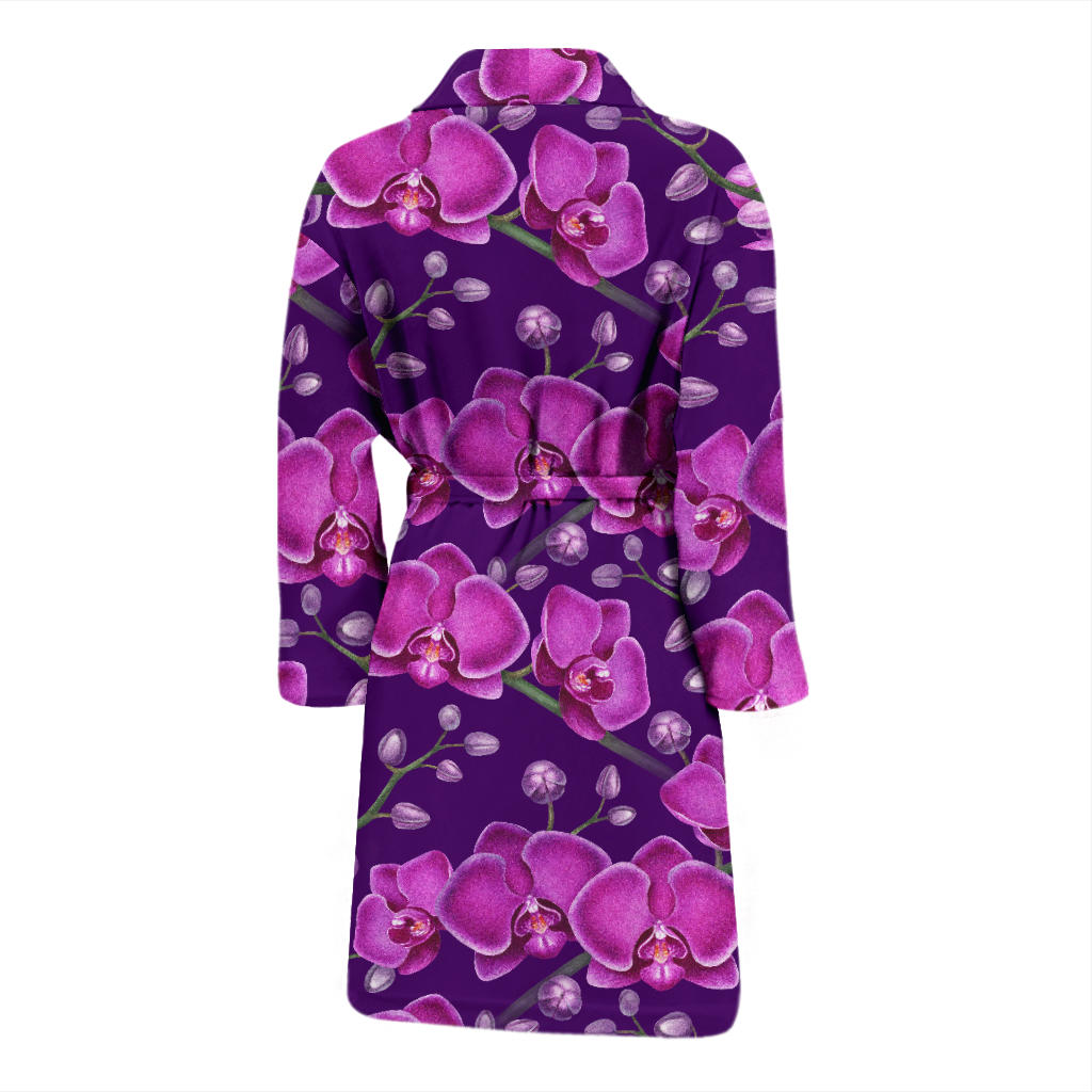 Orchid Purple Pattern Print Design OR02 Men Bathrobe