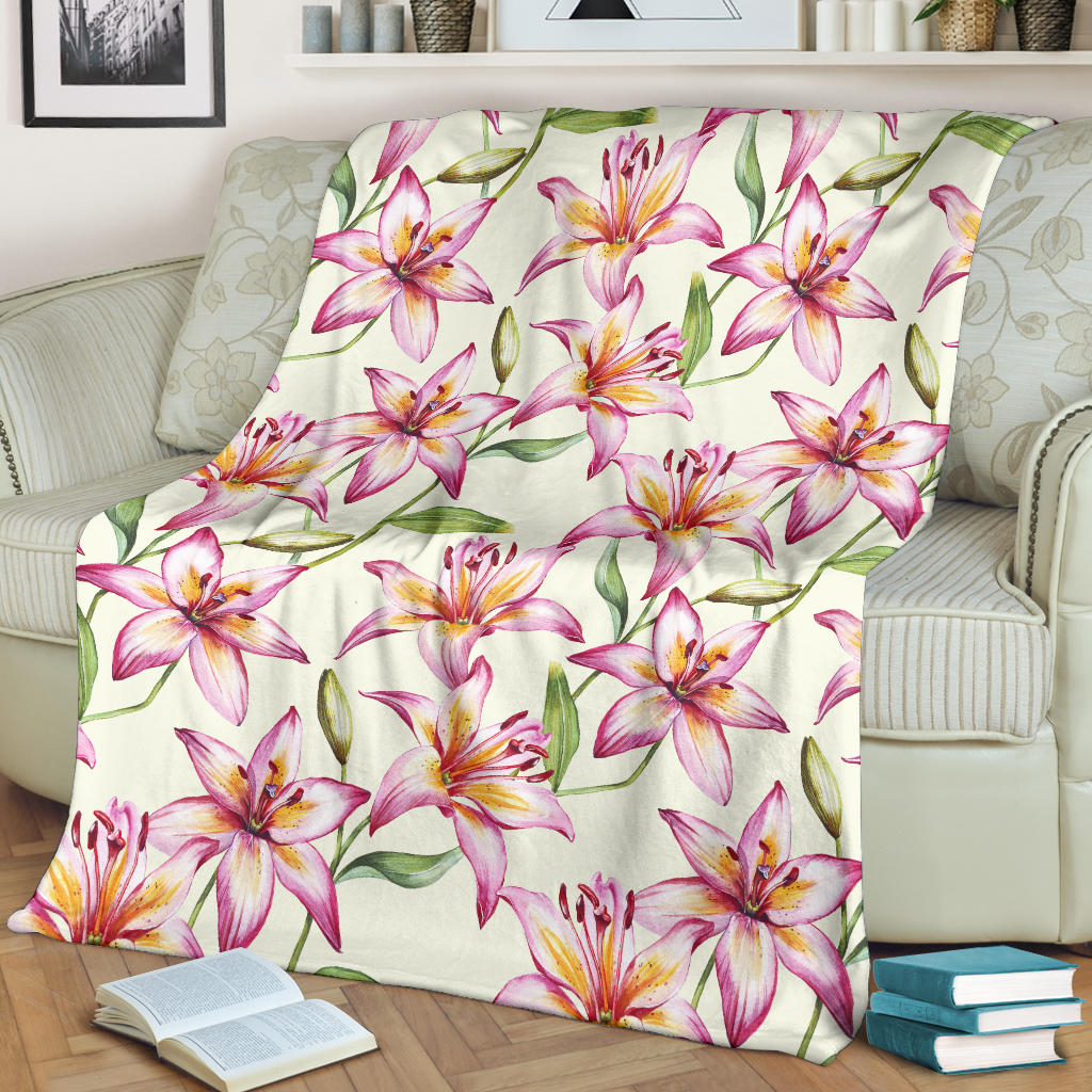 Lily Pattern Print Design LY011 Fleece Blanket