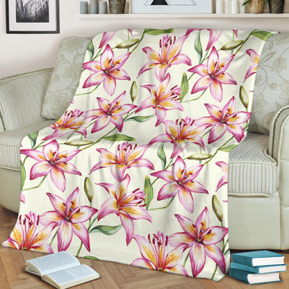 Lily Pattern Print Design LY011 Fleece Blanket