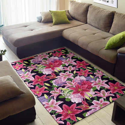 Lily Pattern Print Design LY017 Area Rugs