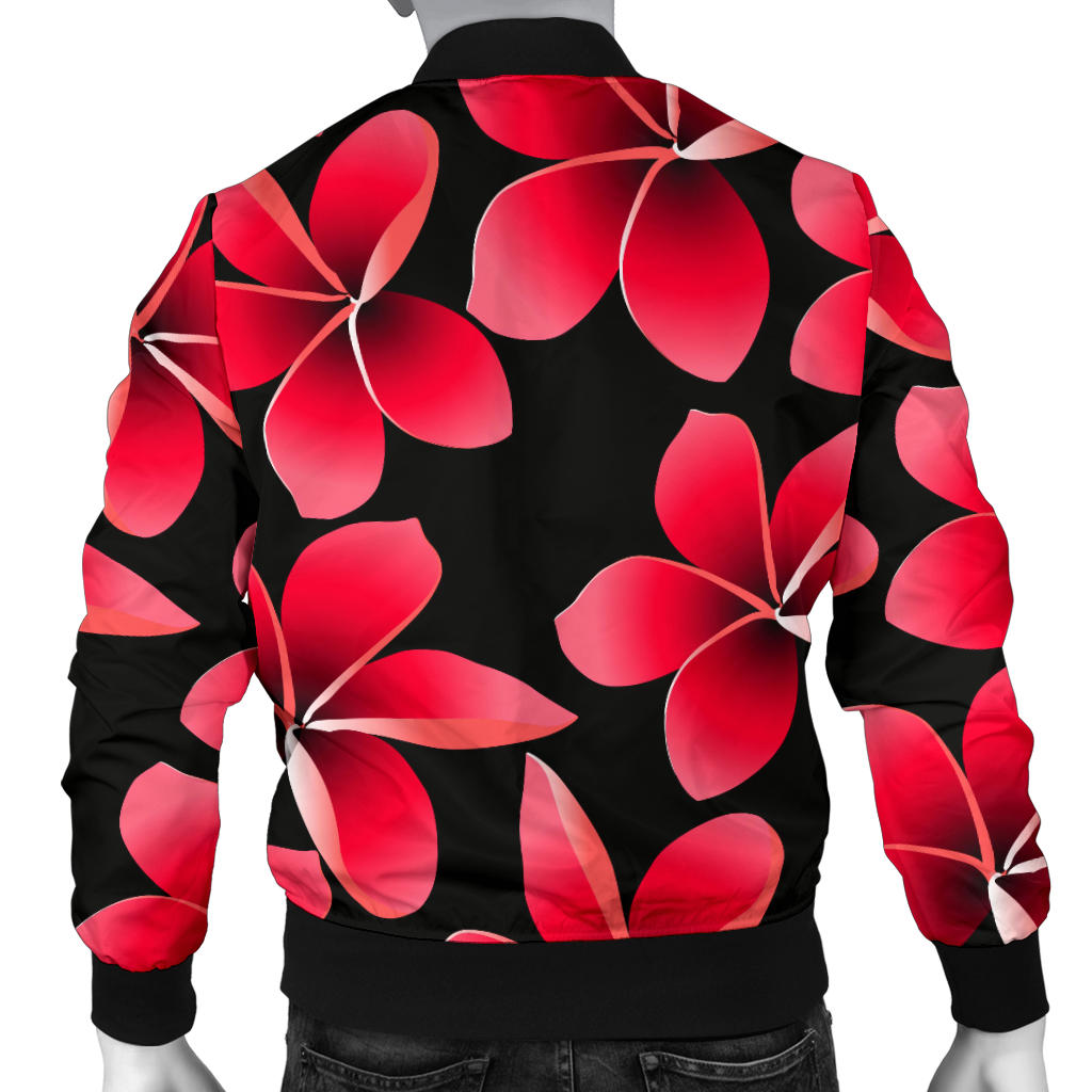 Red Plumeria Pattern Print Design PM025 Men Bomber Jacket