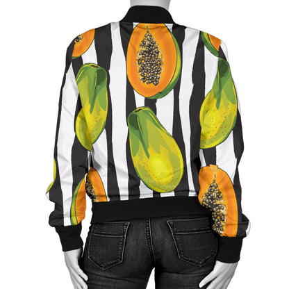 Papaya Pattern Print Design PP01 Women Bomber Jacket