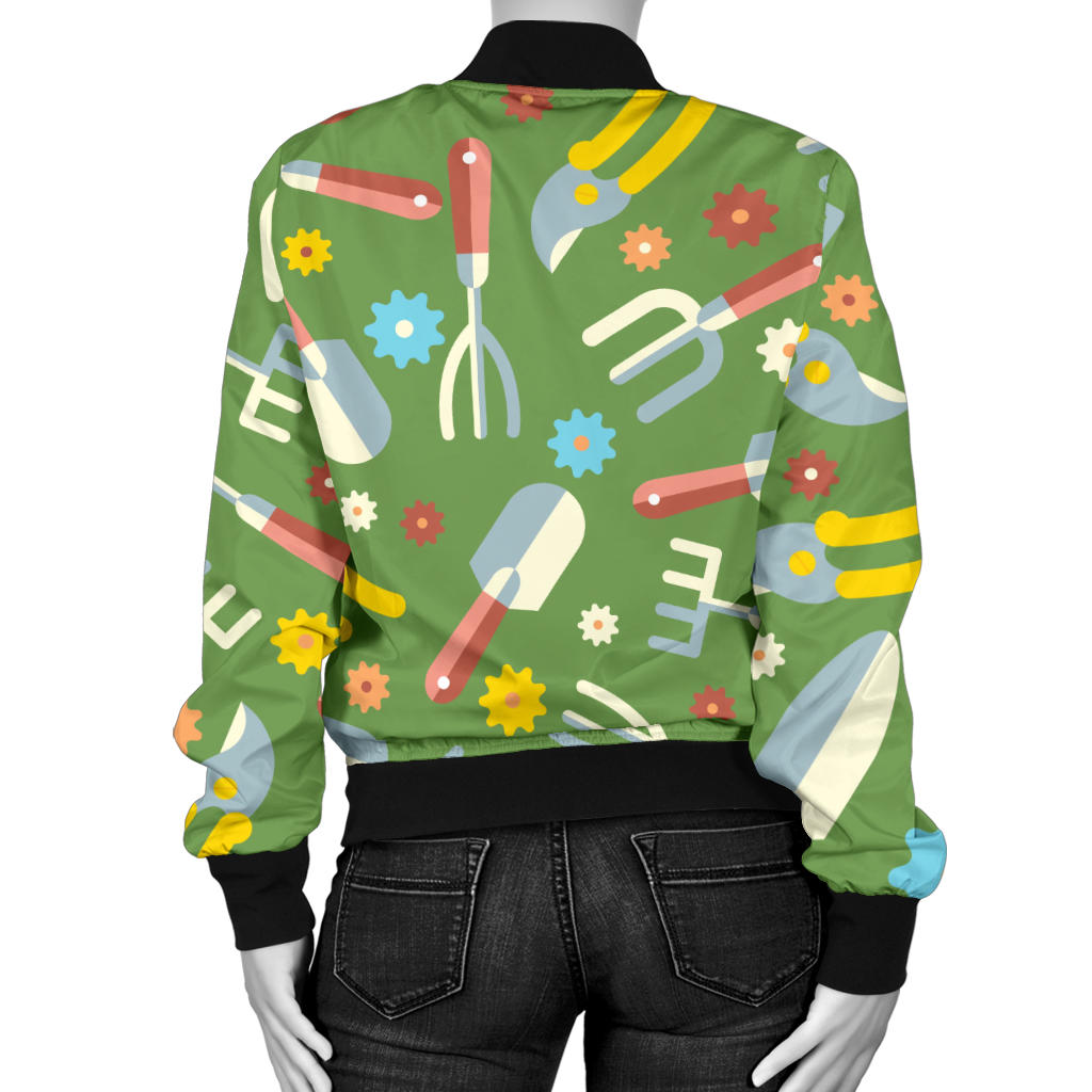 Gardening Pattern Print Design G06 Women Bomber Jacket