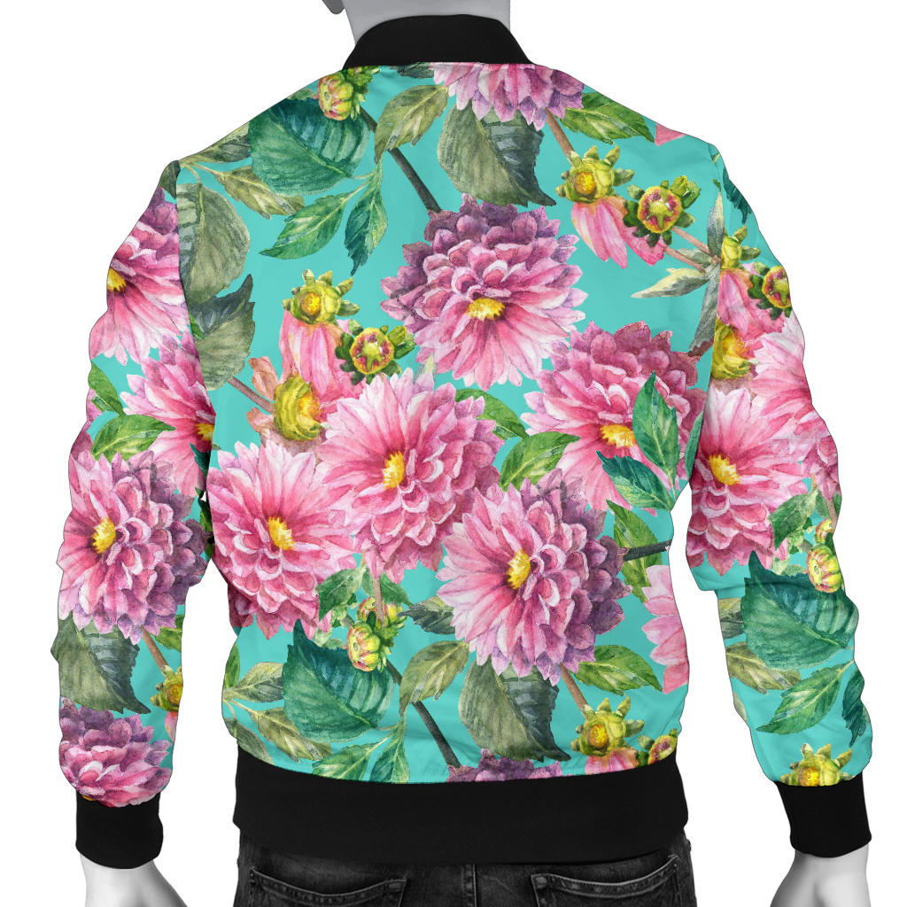 Dahlia Pattern Print Design DH07 Men Bomber Jacket
