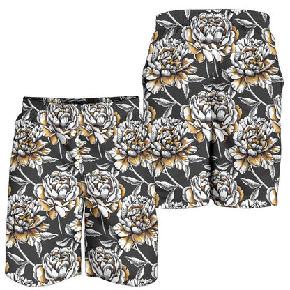 Peony Pattern Print Design PE06 Mens Shorts