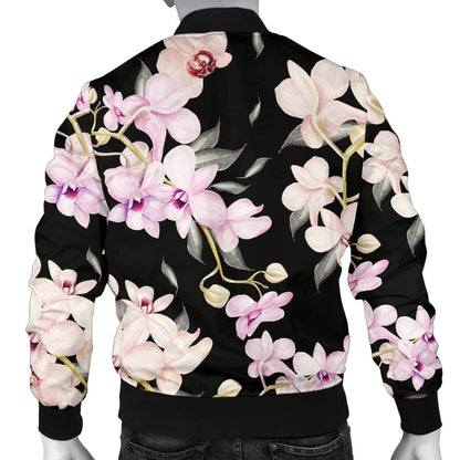 Orchid White Pattern Print Design OR03 Men Bomber Jacket